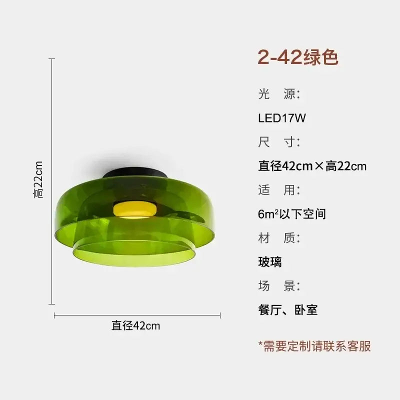 Modern amber glass led ceiling light for living room