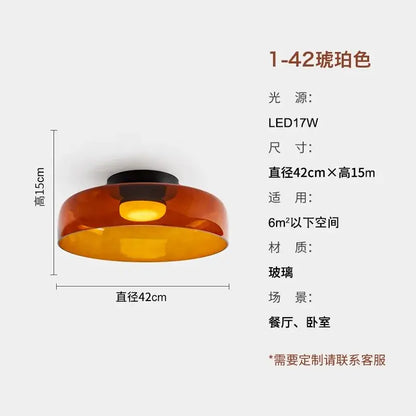 Modern amber glass led ceiling light for living room
