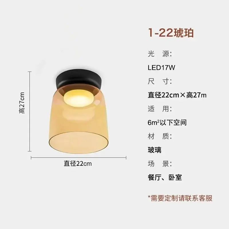 Modern amber glass led ceiling light for living room