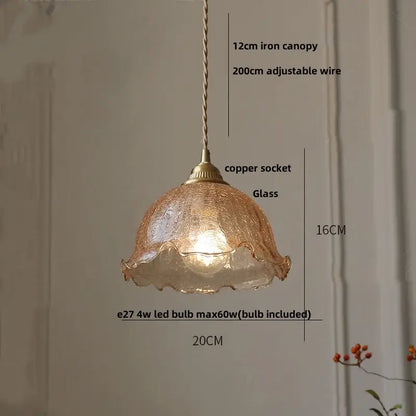 Modern amber glass led pendant lamp dining room walnut wood accent