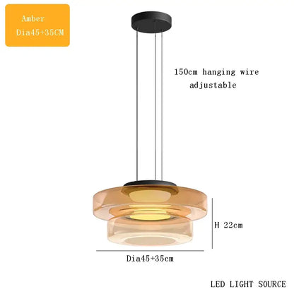Modern amber glass led pendant lights dining room chandelier