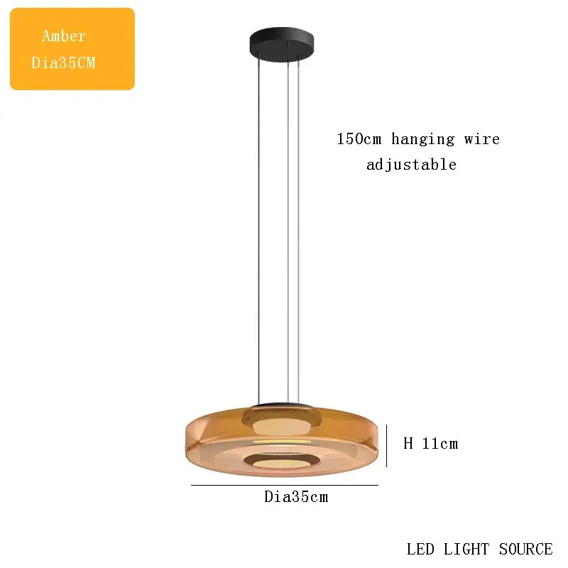 Modern amber glass led pendant lights dining room chandelier