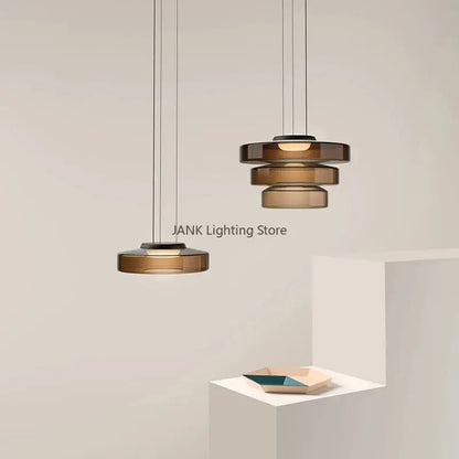Modern amber glass led pendant lights dining room chandelier