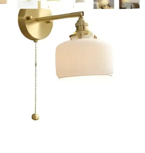 Modern amber glass led wall lamp bedroom brass sconce