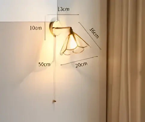 Modern amber glass led wall lamp bedroom brass sconce