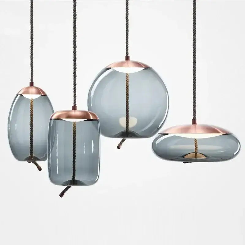 Modern amber glass pendant light bedroom gold accents