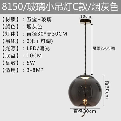 Modern amber glass pendant light bedroom gold accents