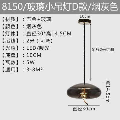 Modern amber glass pendant light bedroom gold accents
