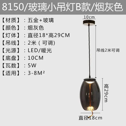Modern amber glass pendant light bedroom gold accents