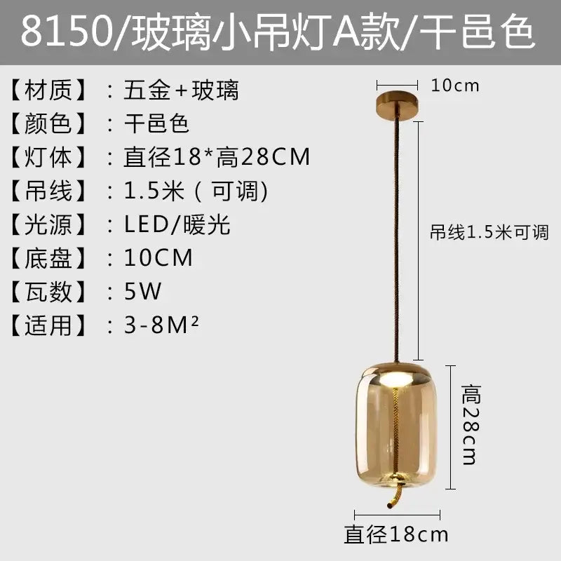 Modern amber glass pendant light bedroom gold accents