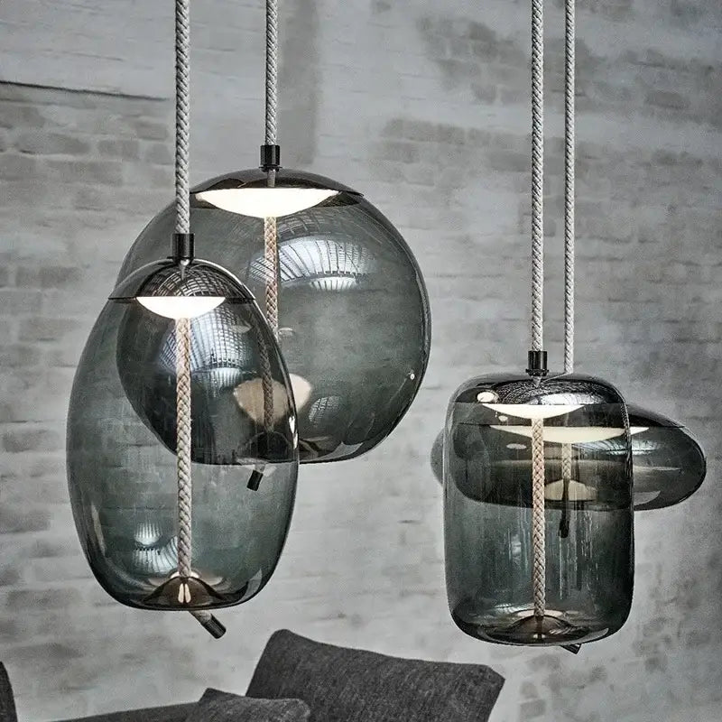 Modern amber glass pendant light bedroom gold accents