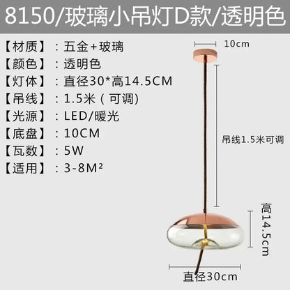Modern amber glass pendant light bedroom gold accents