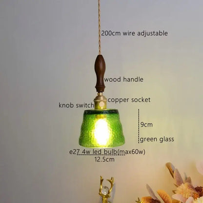 Modern amber glass pendant light dining room hammered brass decor