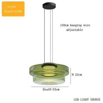 Modern amber glass plate ceiling pendant light dining room