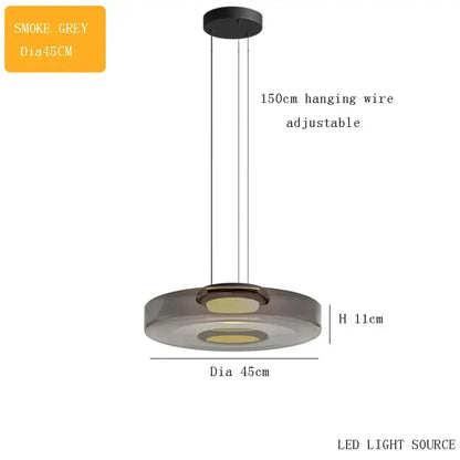 Modern amber glass plate ceiling pendant light dining room