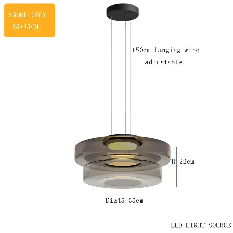 Modern amber glass plate ceiling pendant light dining room
