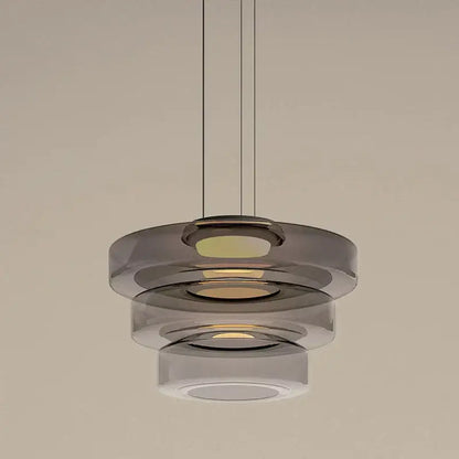 Modern amber glass plate ceiling pendant light dining room