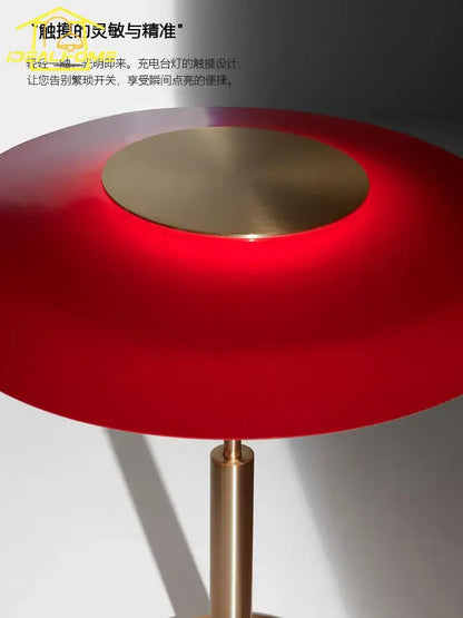 Modern amber glass table lamp red & gray bedroom light
