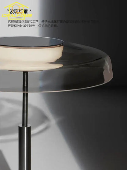 Modern amber glass table lamp red & gray bedroom light
