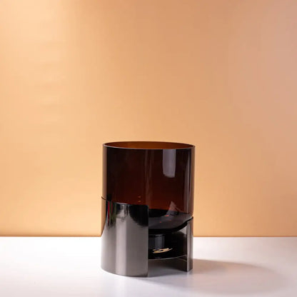 Modern amber glass vase set with silver base living room decor