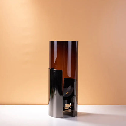 Modern amber glass vase set with silver base living room decor