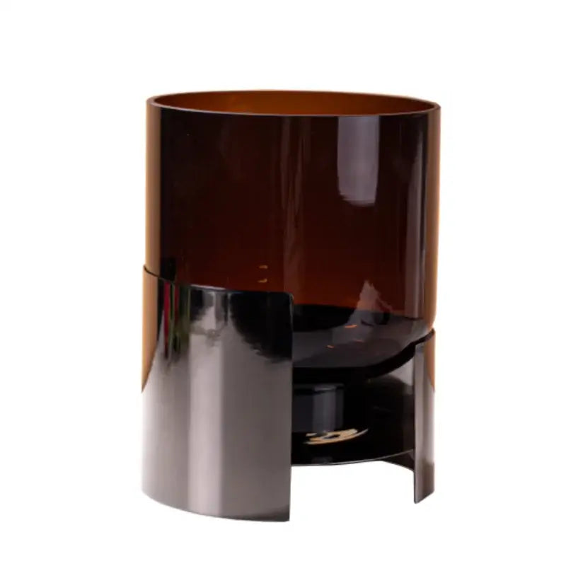 Modern amber glass vase set with silver base living room decor