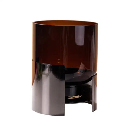 Modern amber glass vase set with silver base living room decor
