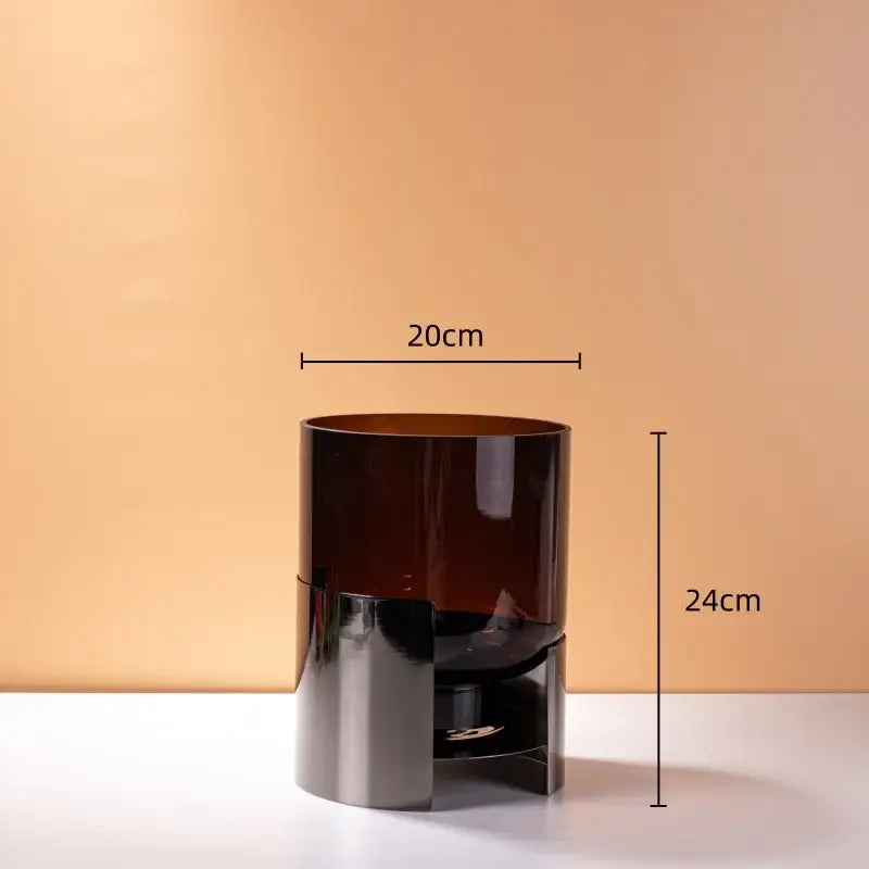 Modern amber glass vase set with silver base living room decor