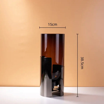 Modern amber glass vase set with silver base living room decor