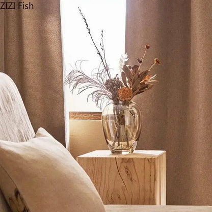 Modern amber glass vase transparent flower pot living room decor