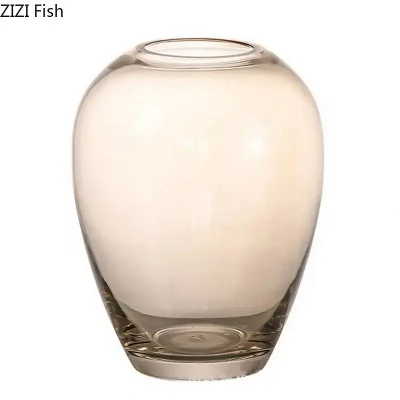 Modern amber glass vase transparent flower pot living room decor