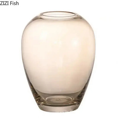 Modern amber glass vase transparent flower pot living room decor