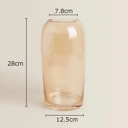 Modern amber glass vase transparent flower pot living room decor