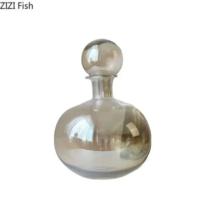 Modern amber glass vase trio – living room hydroponic decanters