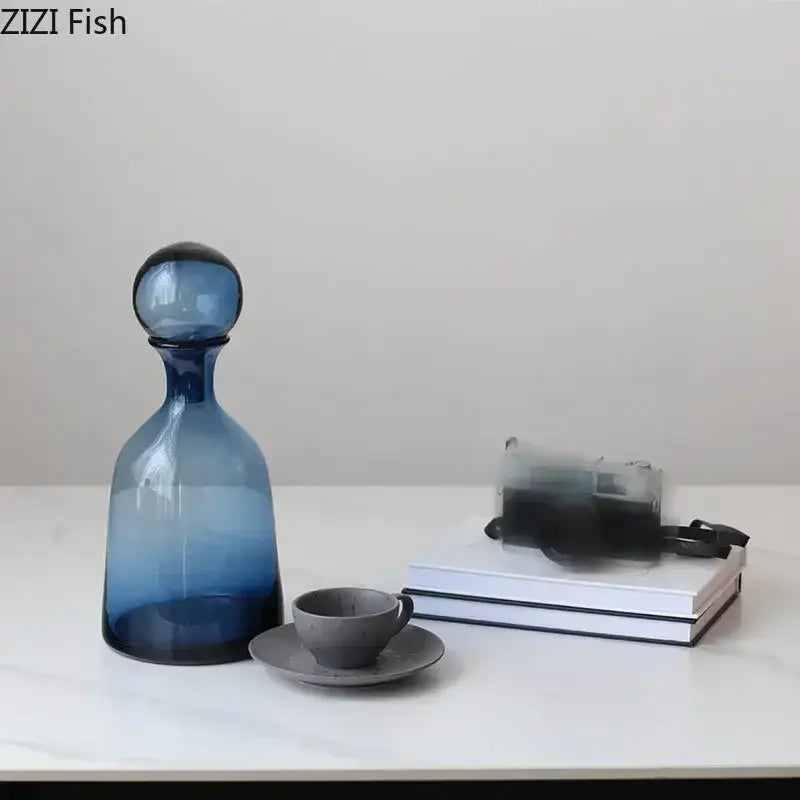 Modern amber glass vase trio – living room hydroponic decanters