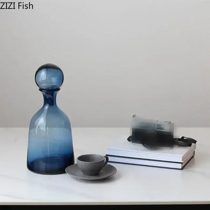 Modern amber glass vase trio – living room hydroponic decanters