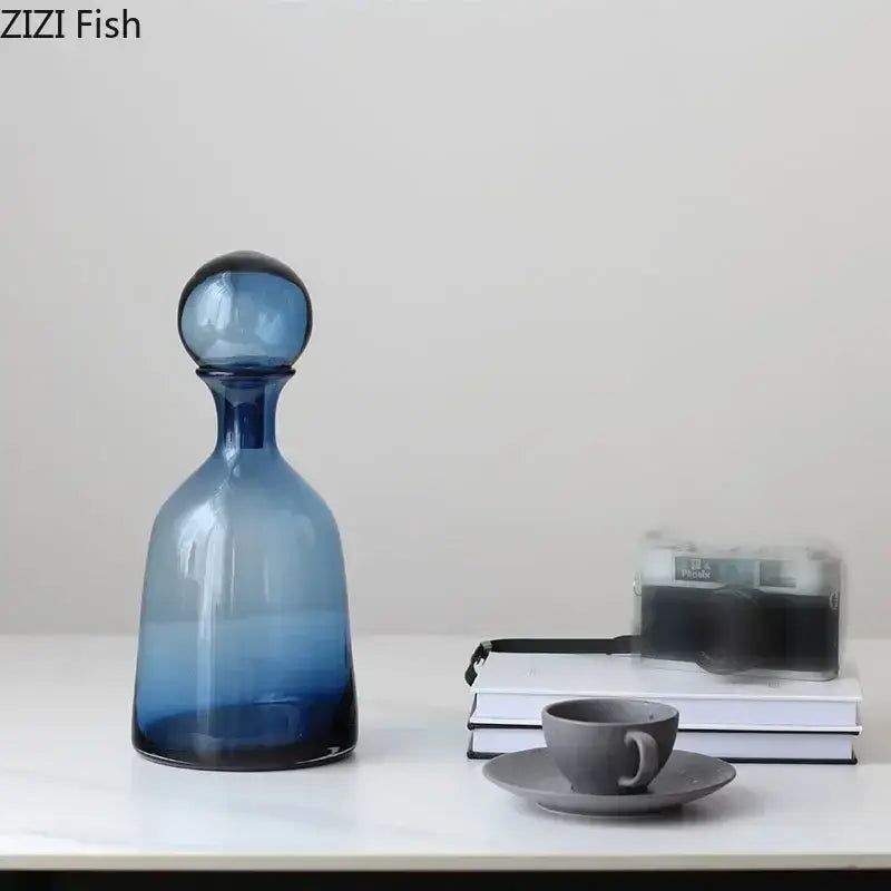 Modern amber glass vase trio – living room hydroponic decanters