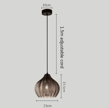 Modern amber gray glass pendant light dining room wavy textured lamp