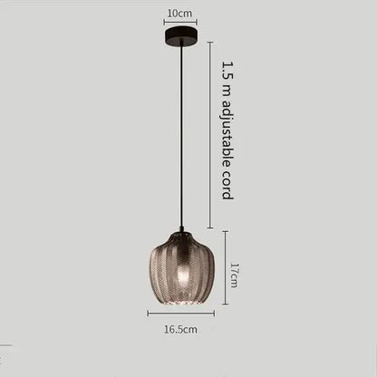 Modern amber gray glass pendant light dining room wavy textured lamp