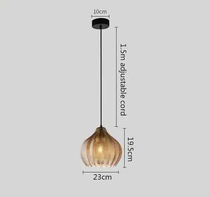 Modern amber gray glass pendant light dining room wavy textured lamp