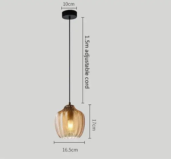 Modern amber gray glass pendant light dining room wavy textured lamp