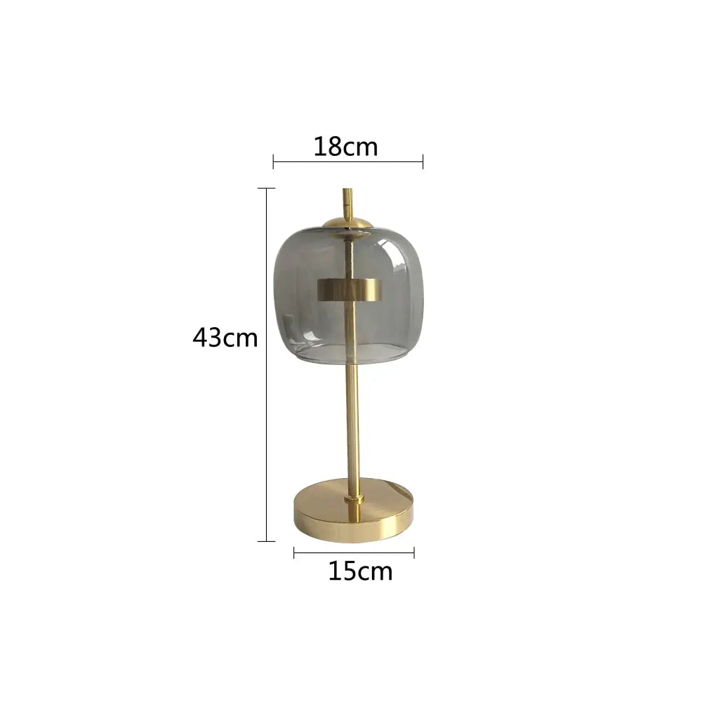 Modern amber & gray glass table lamp bedroom led gold light