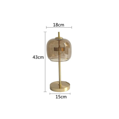Modern amber & gray glass table lamp bedroom led gold light