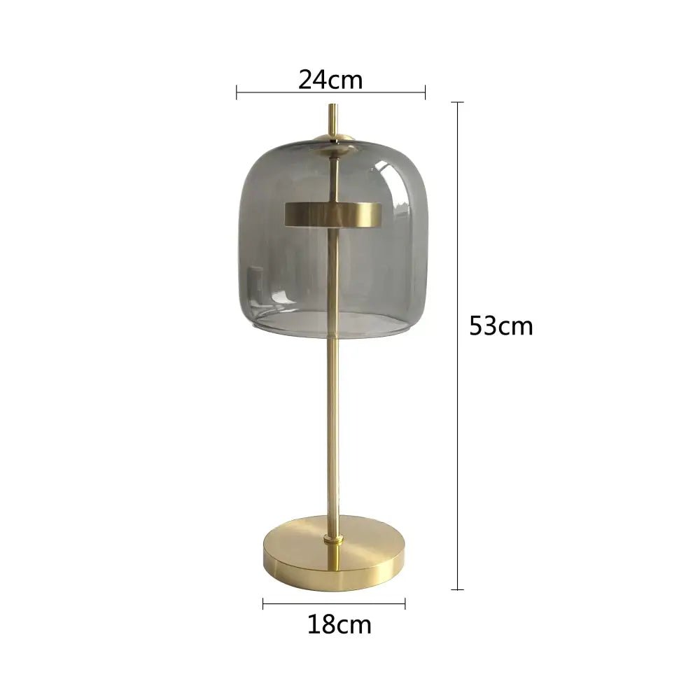 Modern amber & gray glass table lamp bedroom led gold light