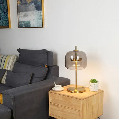 Modern amber & gray glass table lamp bedroom led gold light