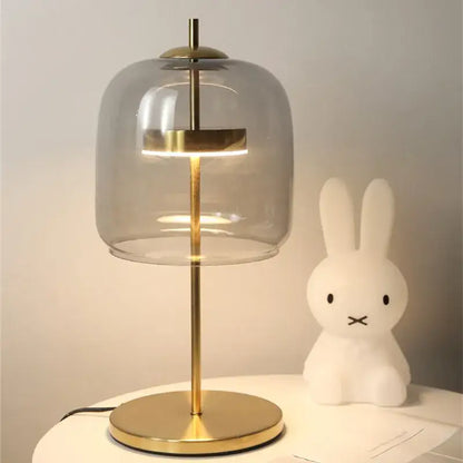 Modern amber & gray glass table lamp bedroom led gold light