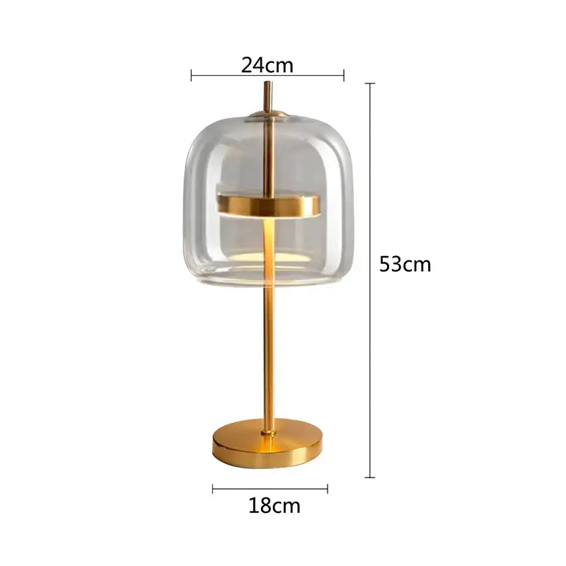 Modern amber & gray glass table lamp bedroom led gold light