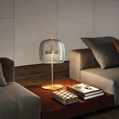 Modern amber & gray glass table lamp bedroom led gold light