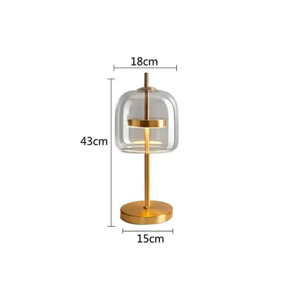 Modern amber & gray glass table lamp bedroom led gold light