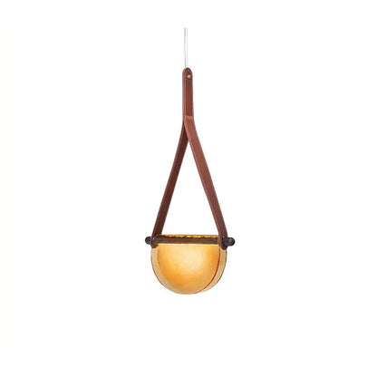 Modern amber & gray handmade leather glass pendant lamp bedroom